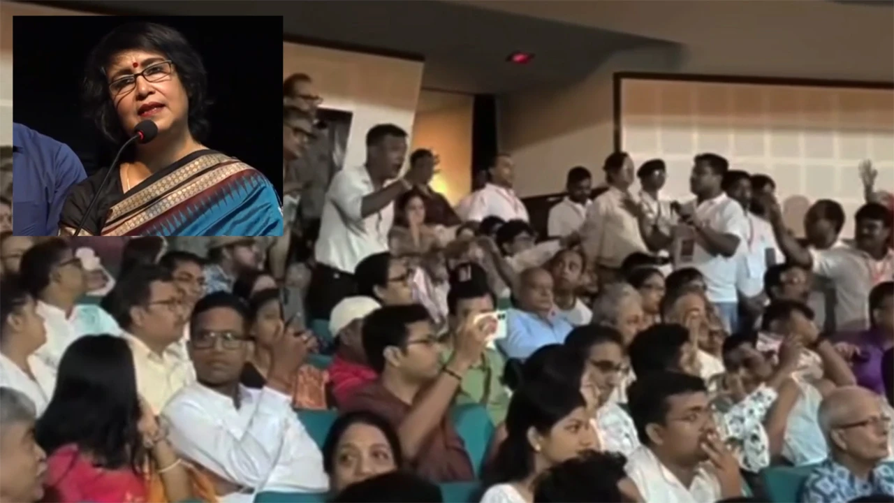 কলকাতায় নিজের সংবর্ধনা অনুষ্ঠানে তোপের মুখে তসলিমা নাসরিন