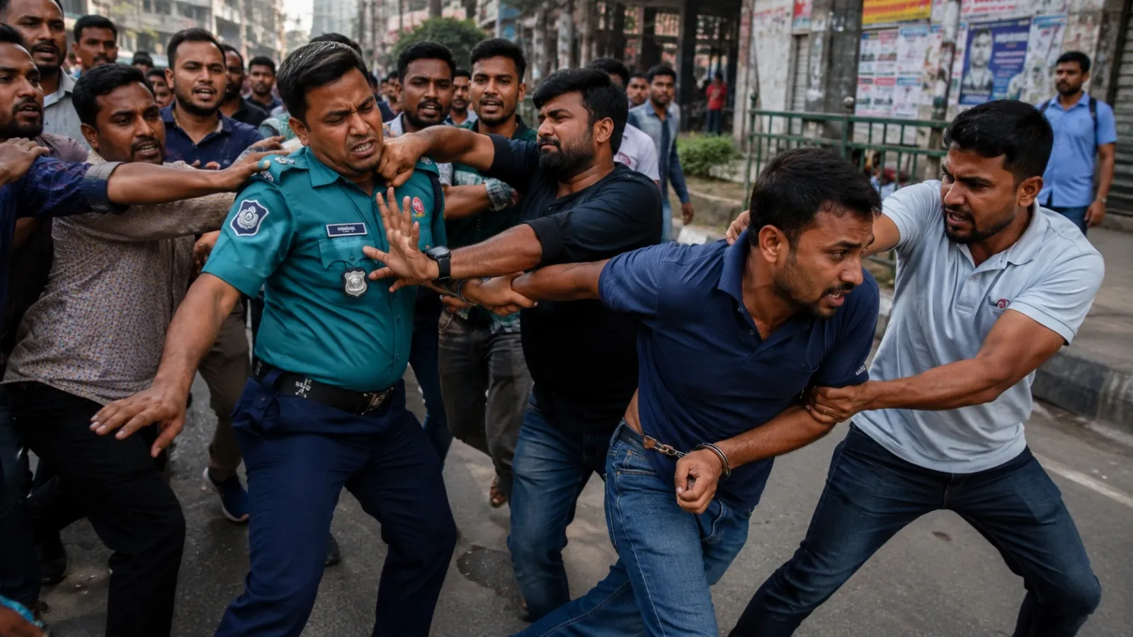 পুলিশকে পিটিয়ে হাতকড়াসহ আসামি ছিনতাই