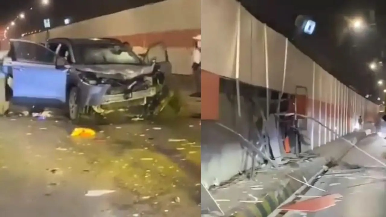 কর্ণফুলী টানেলের দেয়ালে প্রাইভেট কারের ধাক্কা