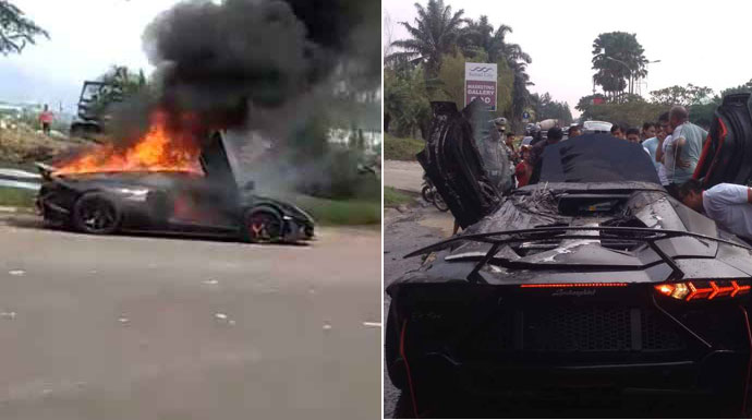  Mobil  Lamborghini Raffi  Ahmad  Terbakar  di Sentul City 