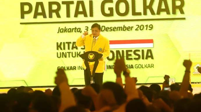 Airlangga Hartarto terpilih lagi menjadi Ketua Umum Partai Golkar (Dery Ridwansah/ JawaPos.com)