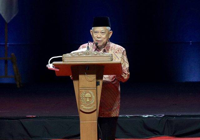 Kehadiran Wakil Presiden Ma'ruf Amin di pemerintahan bukan untuk menjadi matahari kembar di pemerintahan atau negara. ( Dery Ridwansah/ JawaPos.com)