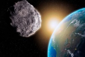 Ilustrasi batu asteroid raksasa mendekati bumi