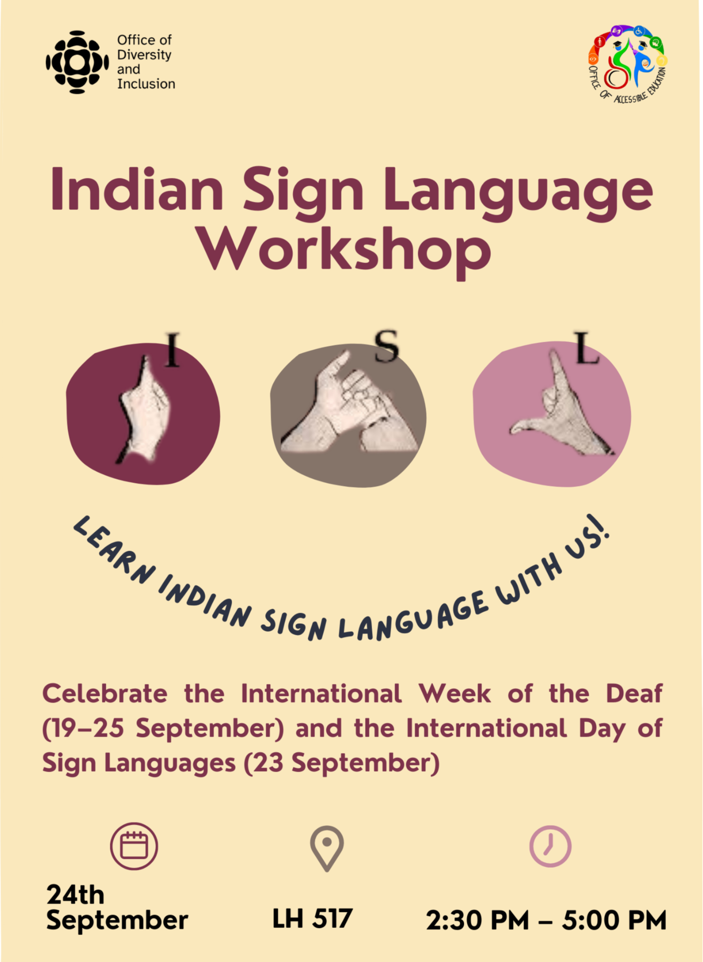 INDIAN SIGN LANGUAGE WORKSHOP (24th September 2025)