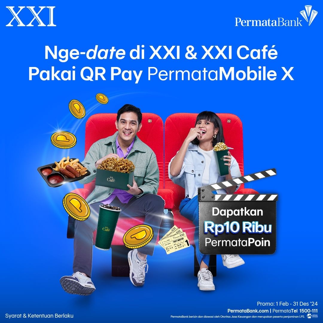 Promo Cinema XXI Cashback Rp 10.000 dengan QRIS Permata Bank