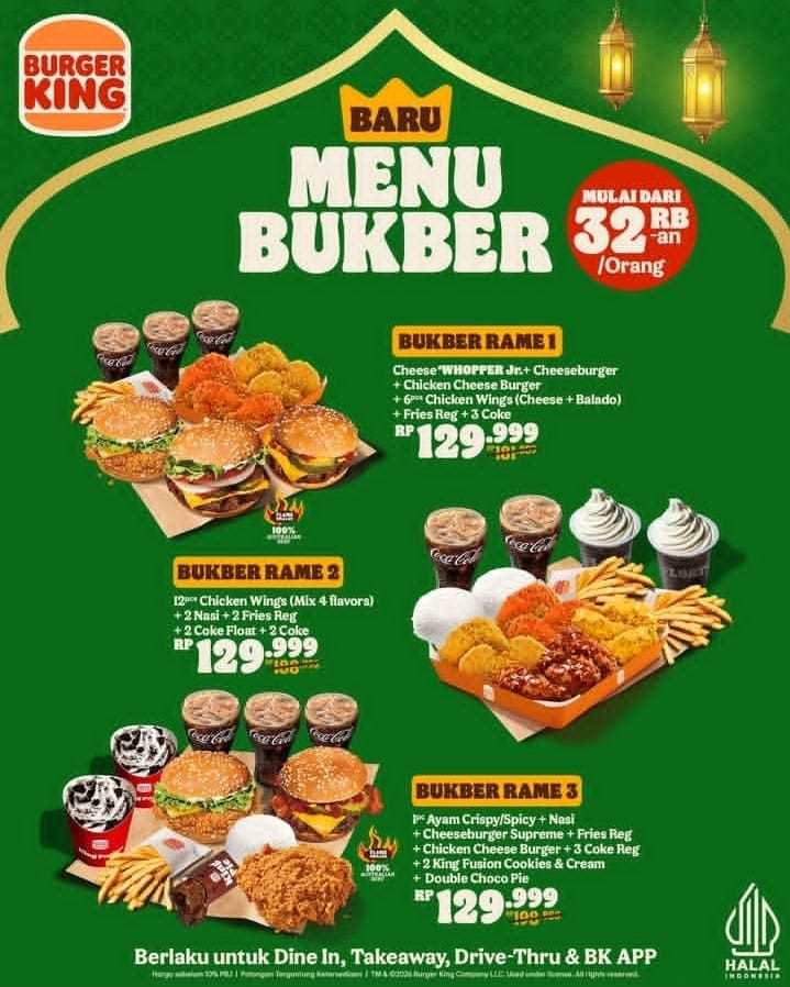 Promo Menu Bukber Burger King: Makan Enak Mulai 32,000-an