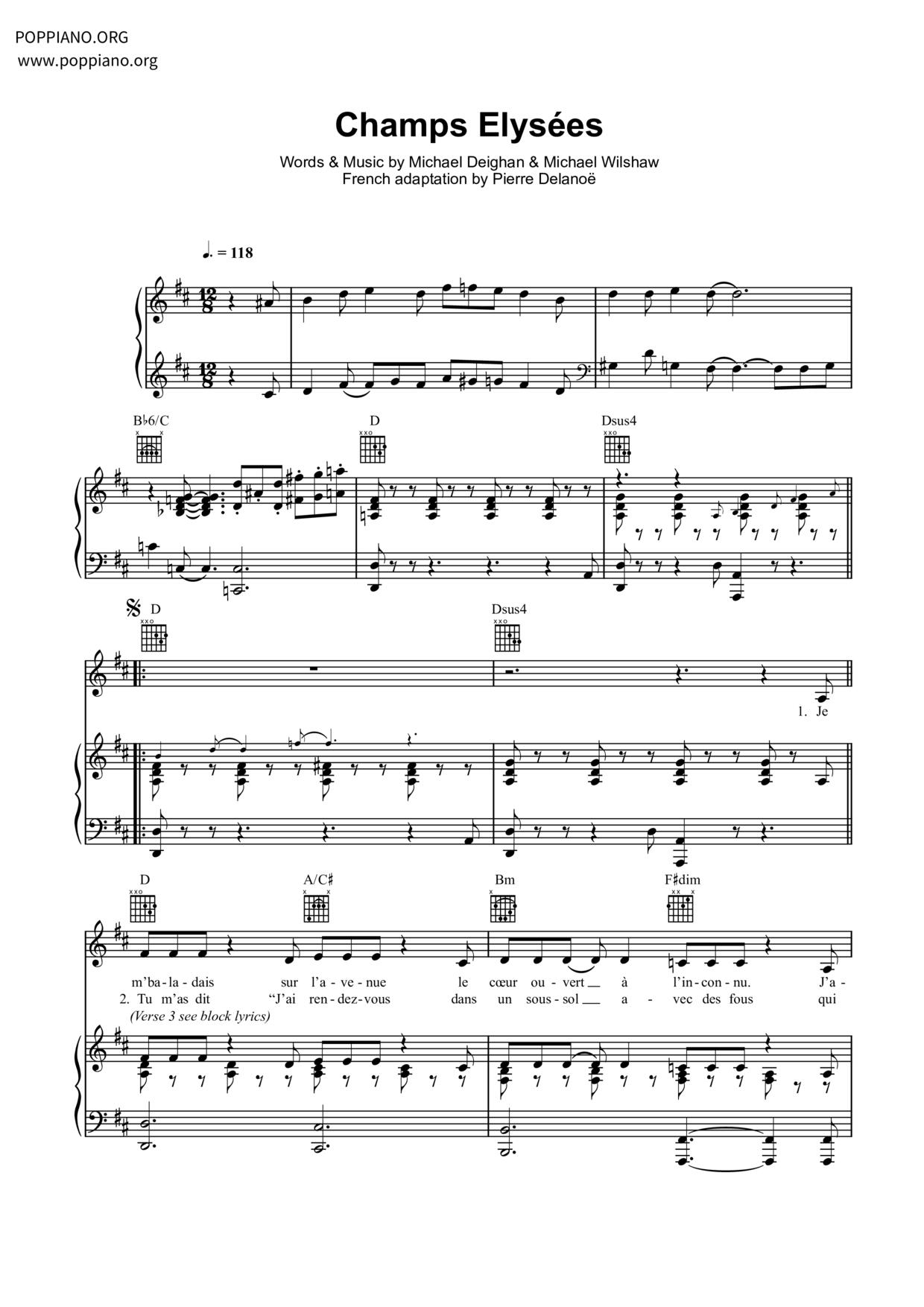 Zaz-Champs-Elysées Sheet Music pdf, - Free Score Download ★