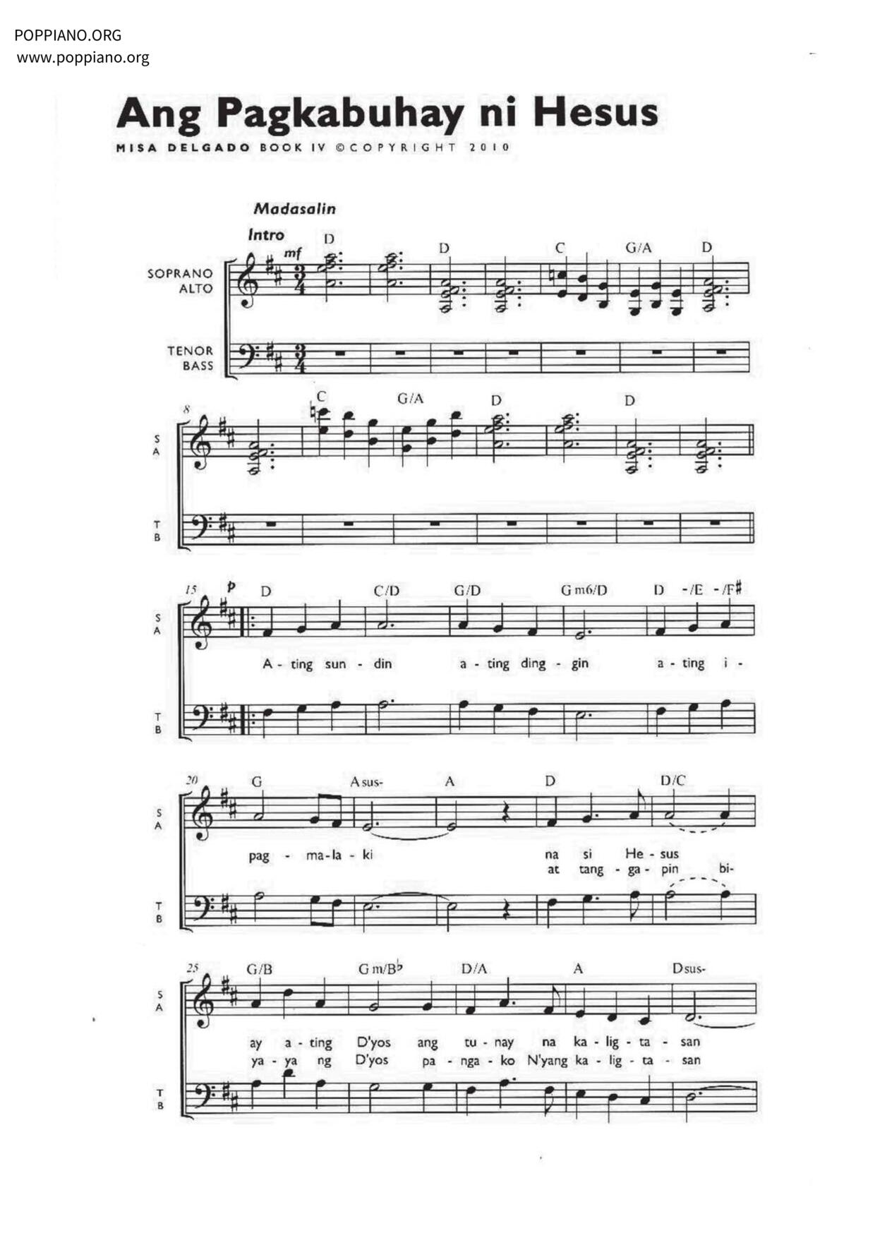 Ang Pagkabuhay Ni Hesus Score