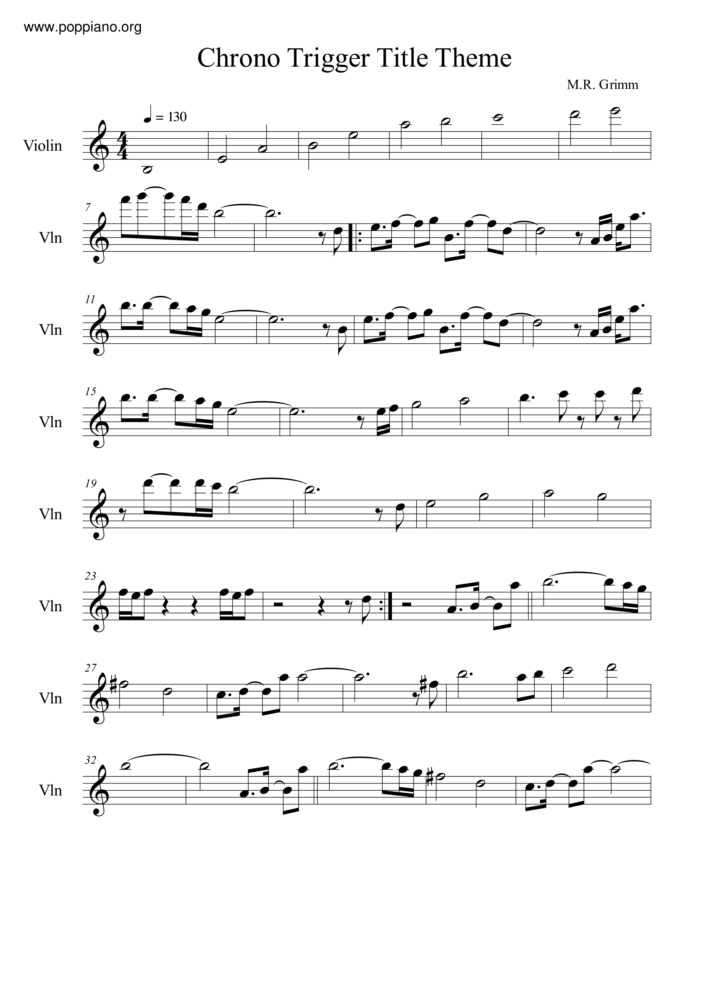 ☆超時空の鍵 - クロノ・トリガーのテーマ 악보 ピアノ譜pdf- POPPIANO