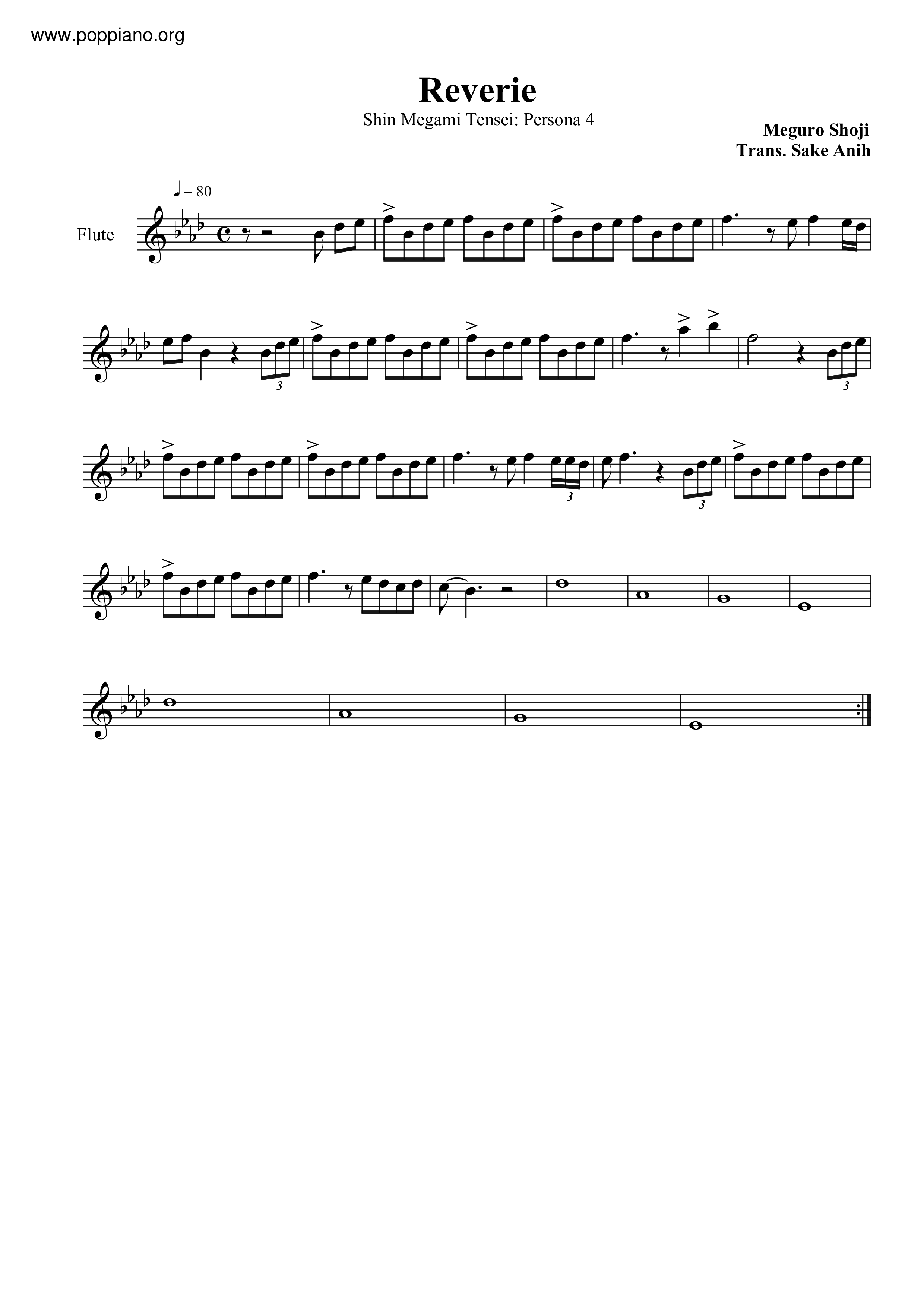 ☆ Persona 4-Reverie Sheet Music pdf, -レヴェリー 악보 - Free