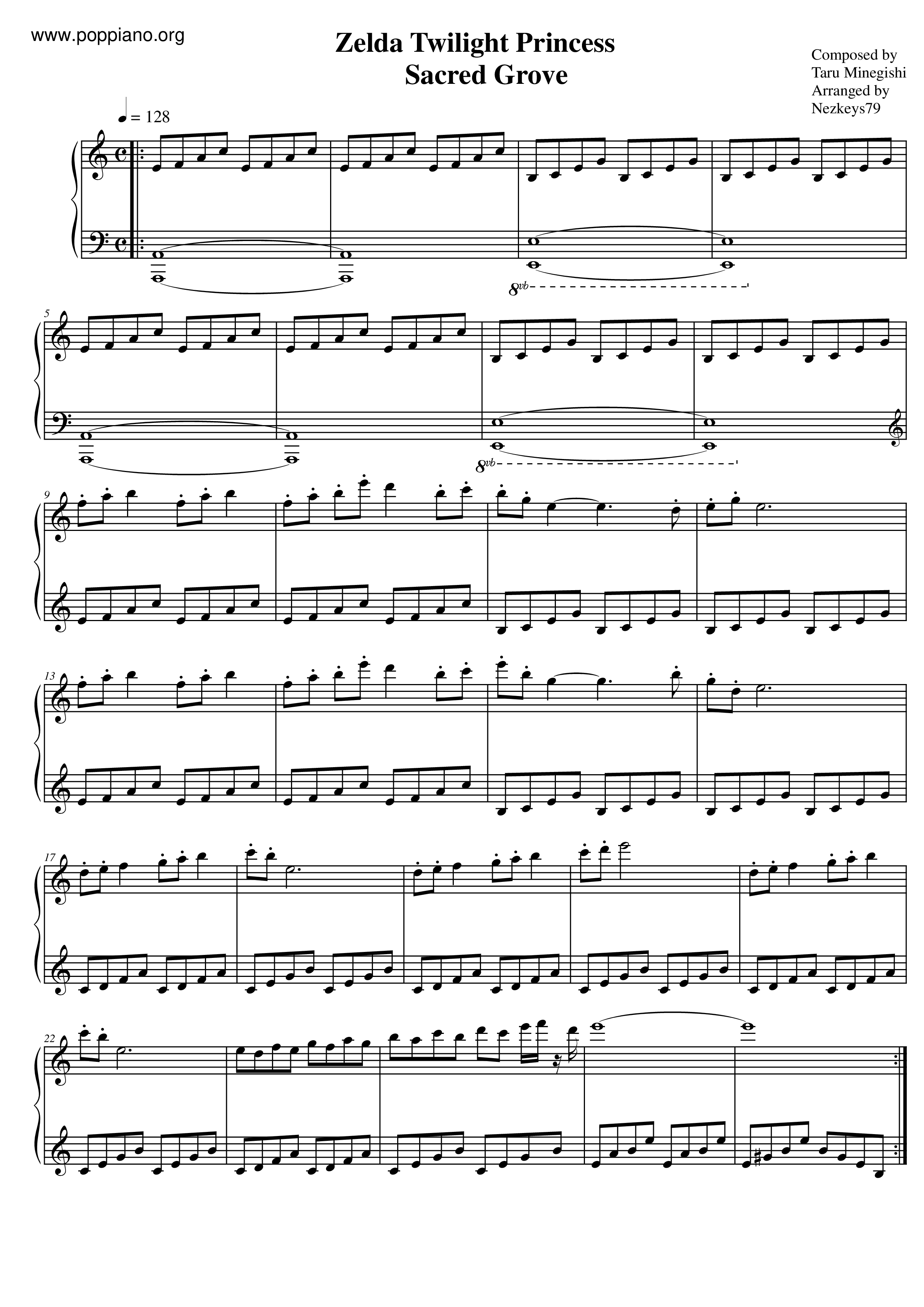 ☆ The Legend of Zelda: Twilight Princess-Sacred Grove Sheet Music