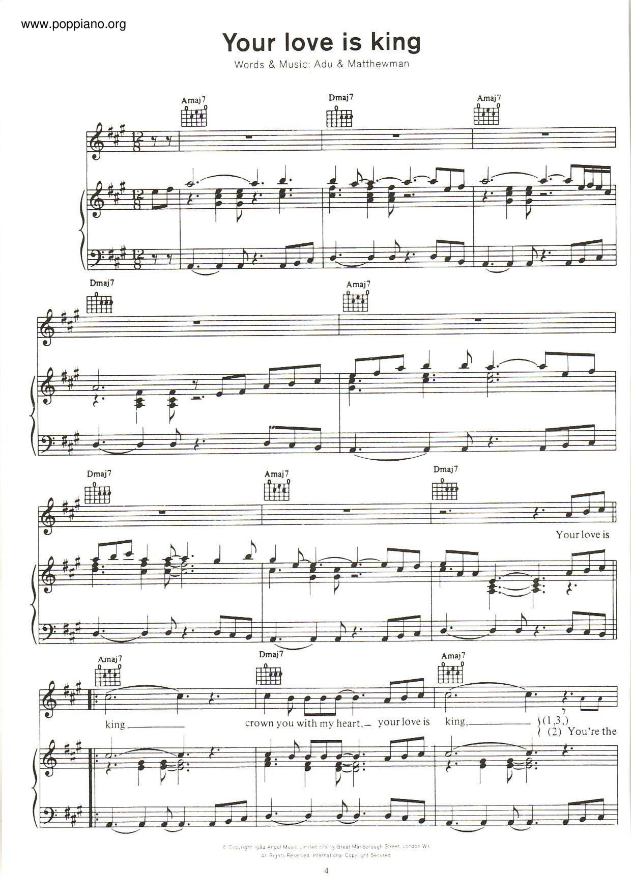 ☆ Sade-Your Love Is King Sheet Music pdf, -ユア・ラヴ・イズ