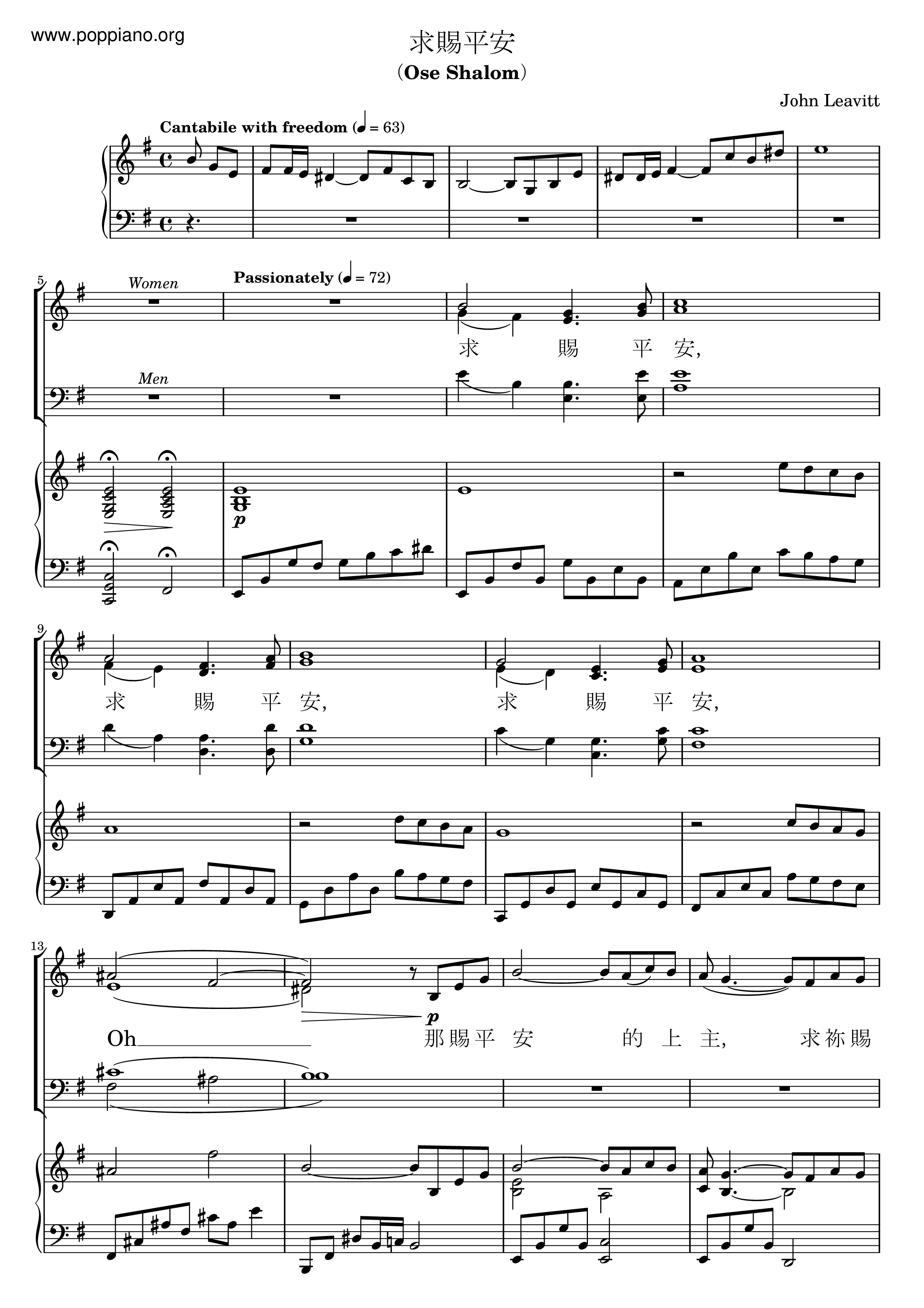 ★ 詩歌-求賜平安 琴譜pdf-POPPIANO.ORG 琴譜下載 ★