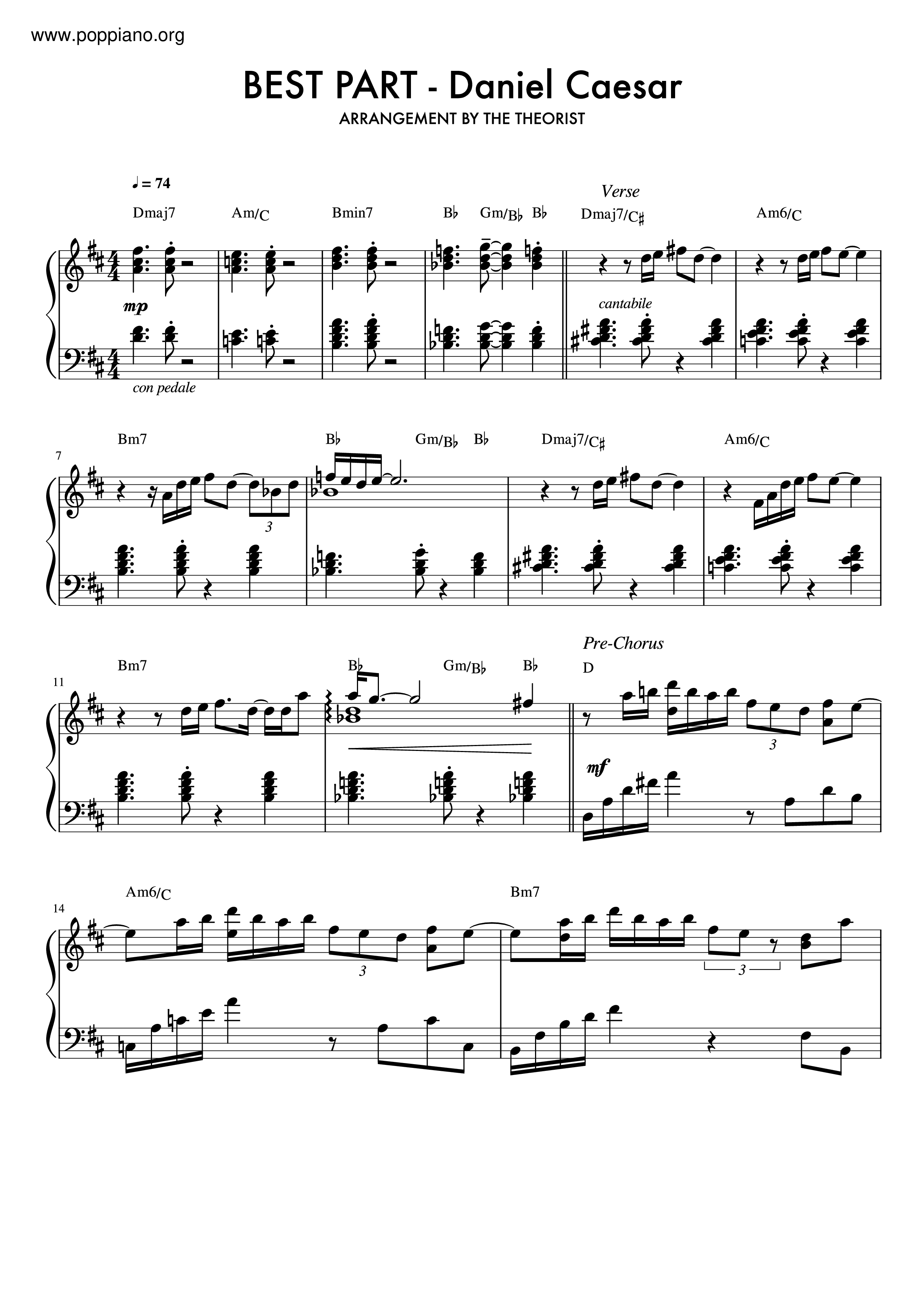 Daniel Carsar-Best Part Sheet Music pdf, -ベスト・パート 악보 - Free Score ...