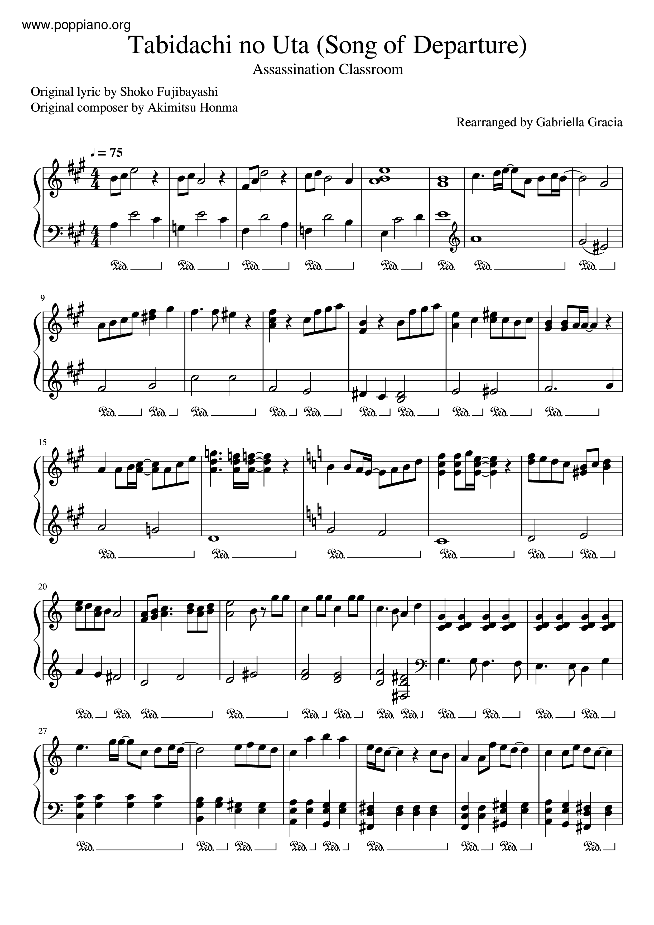 金管バンド楽譜 the song of departure〜旅立ちの歌〜 ☆ Assassination Classroom-Song of Departure / Tabidachi No Uta