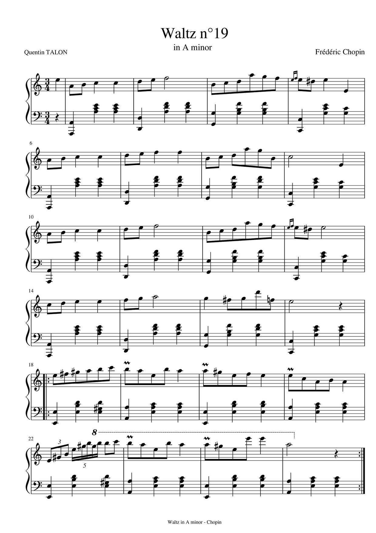 ☆フレデリック・ショパン - Waltz No.19 in A minor, Op.posth