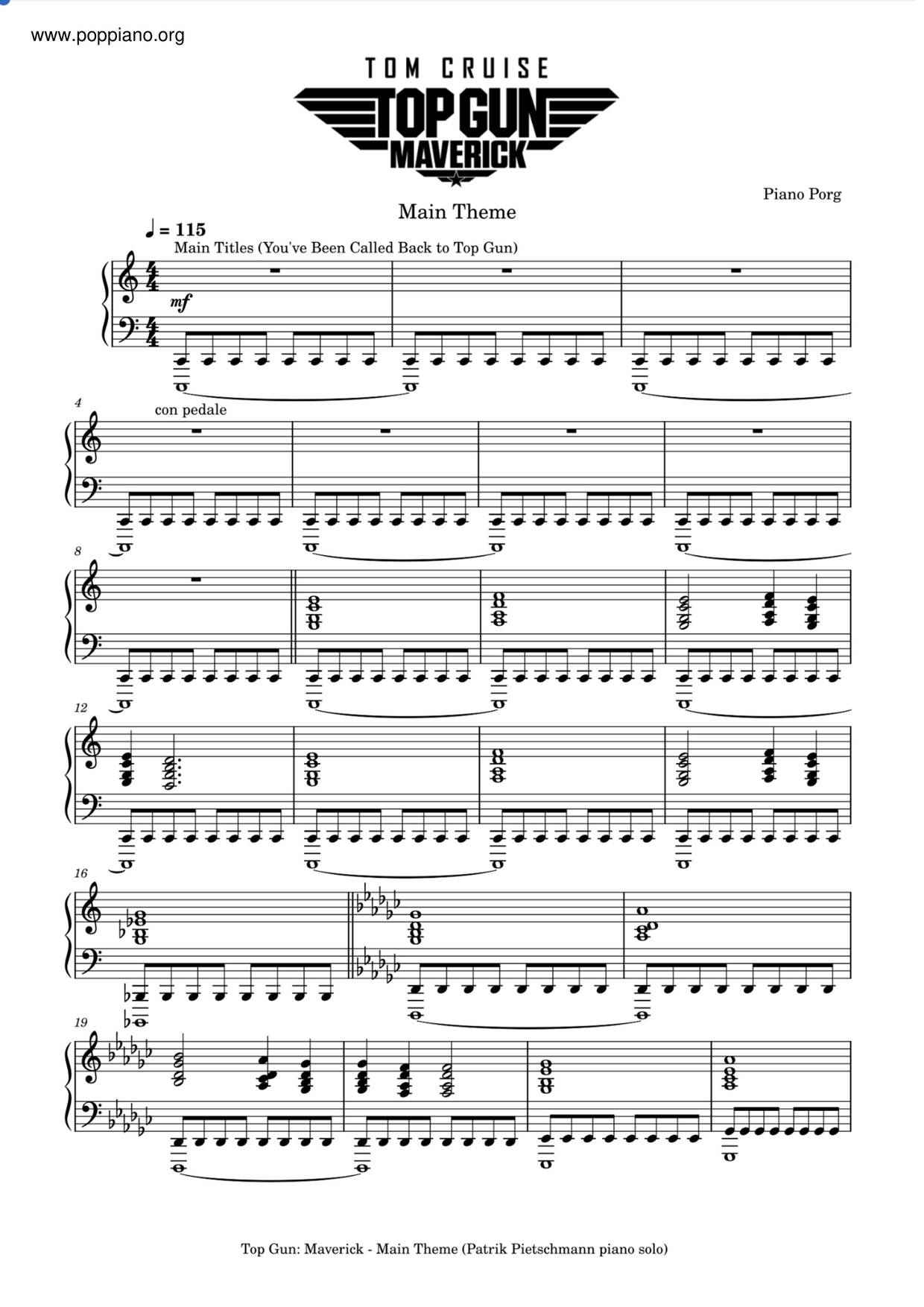 Lady Gaga-Top Gun Maverick Theme Sheet Music pdf, - Free Score Download ★
