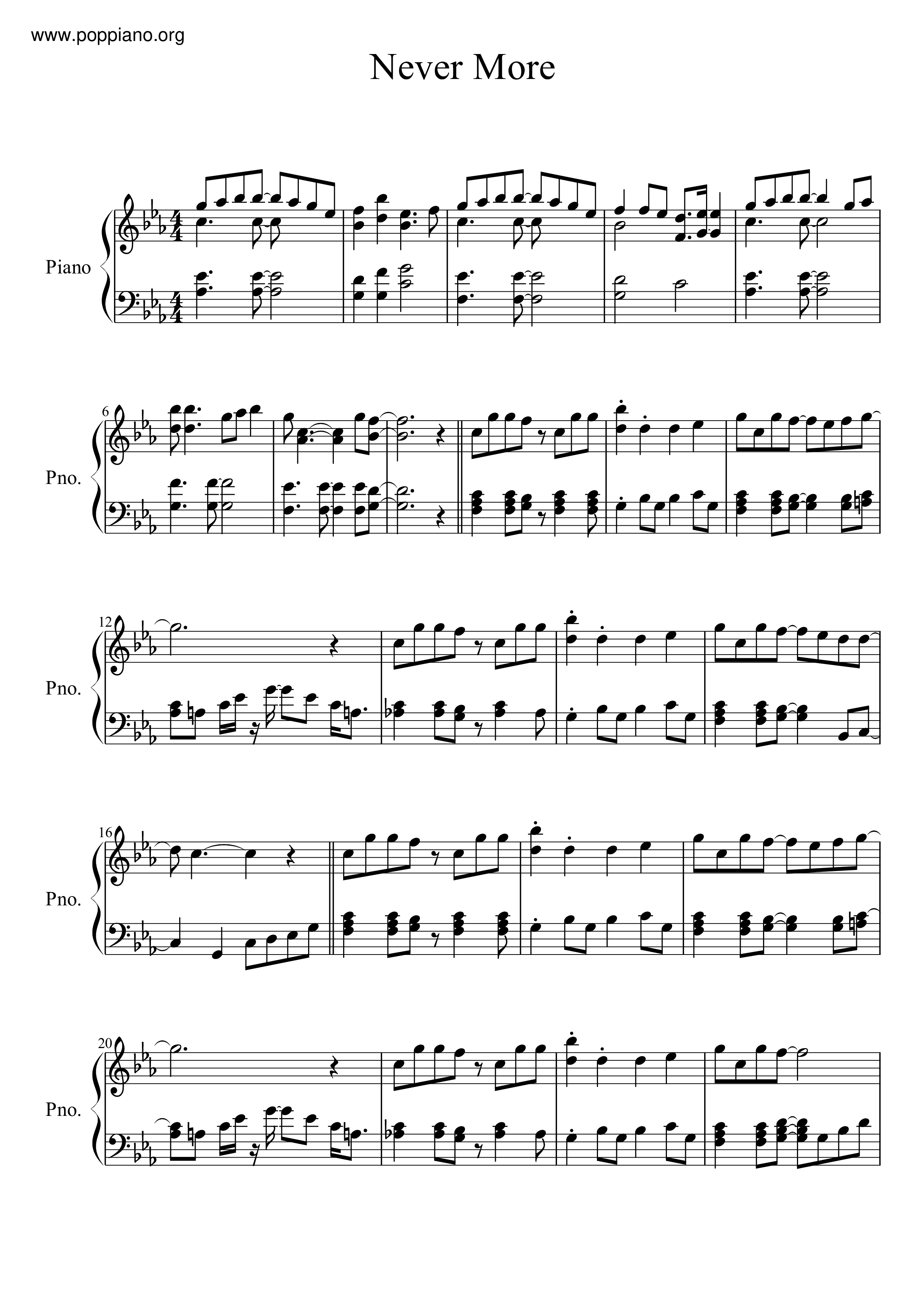 ☆ Persona 4-Never More Sheet Music pdf, - Free Score Download ☆