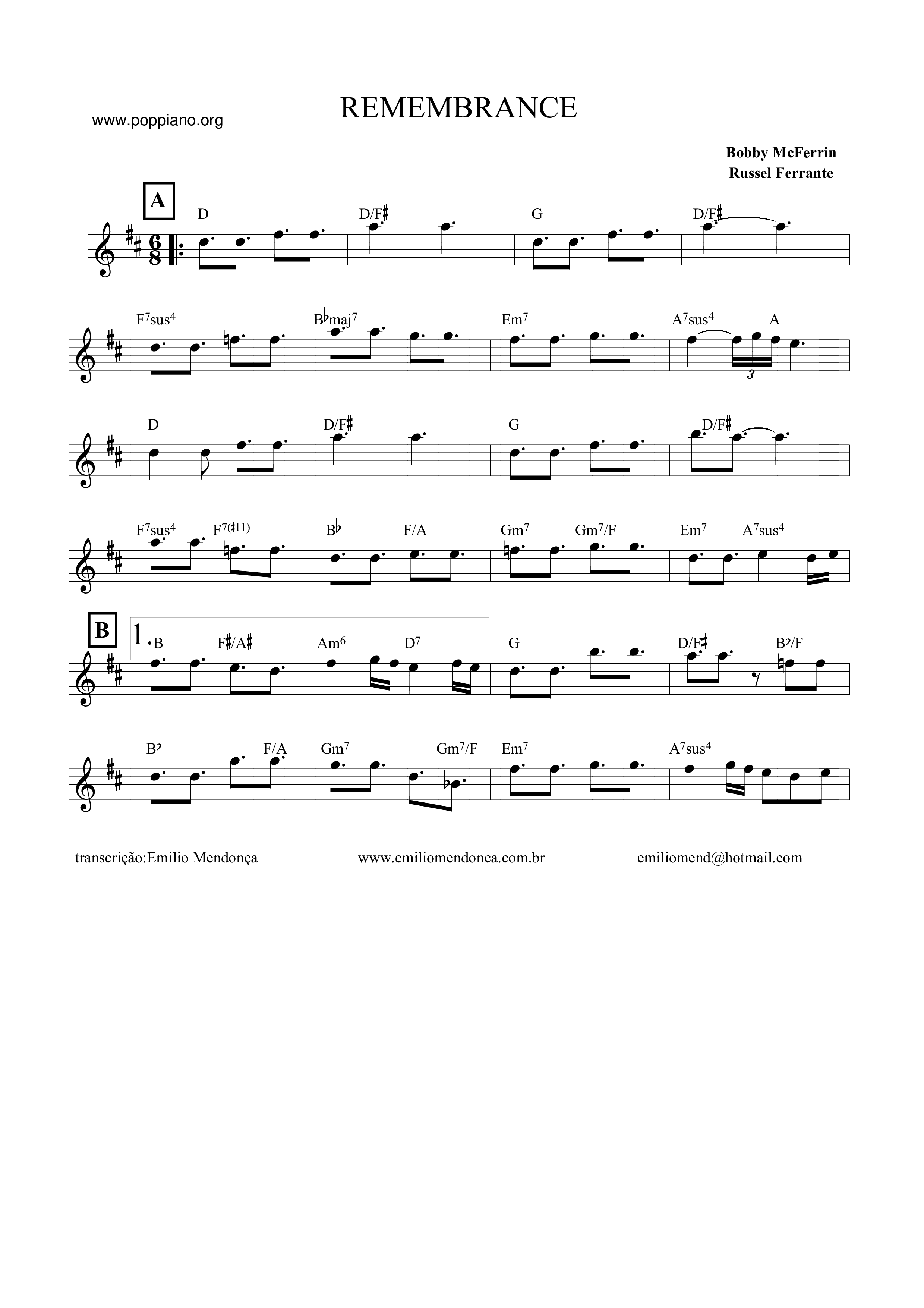 In Remembrance Sheets.pdf Bon Jovi-Remembrance Sheet Music pdf, -リメンブランス 악보 - Free Score Download ★
