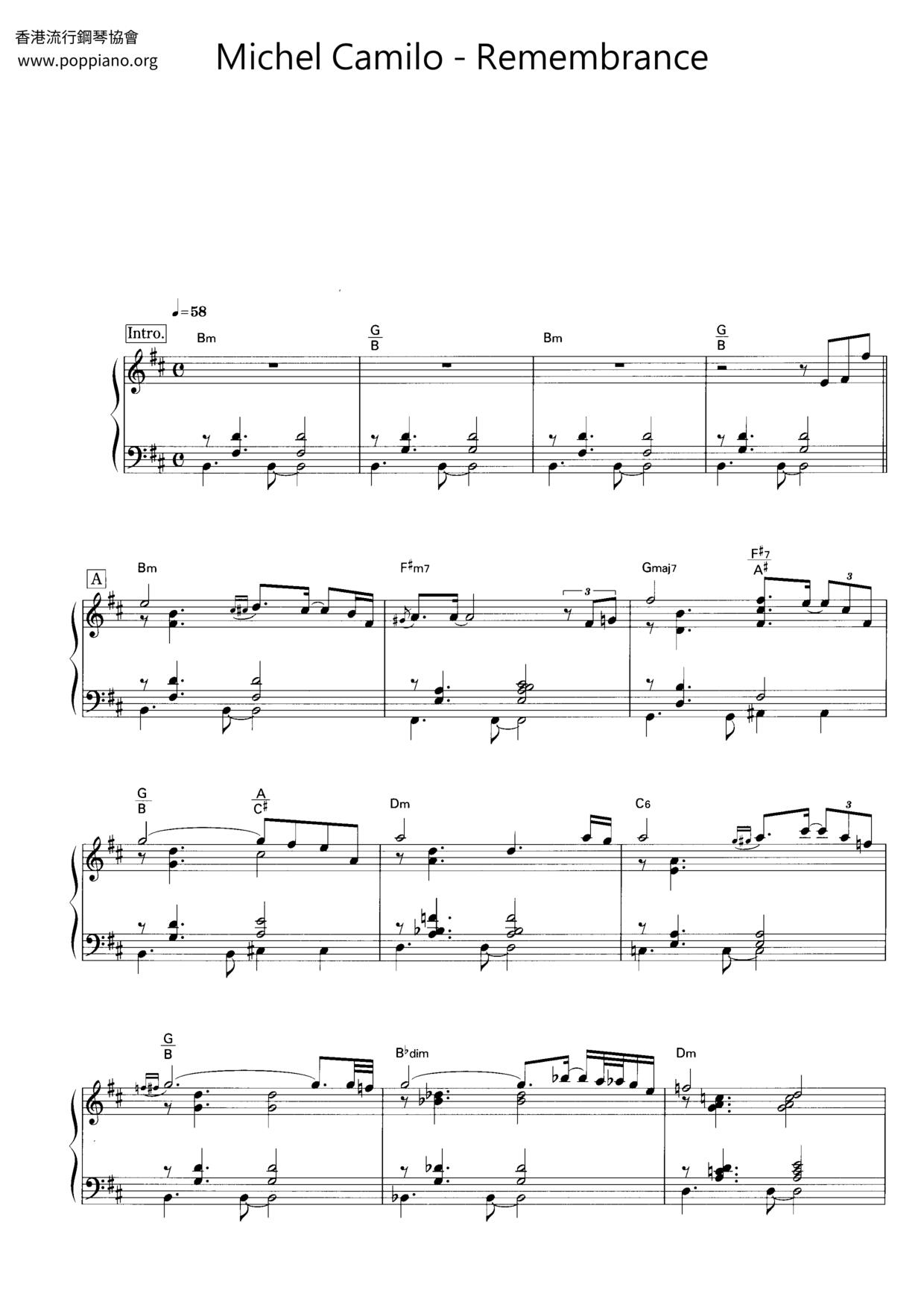 In Remembrance Sheets.pdf Michel Camilo-Remembrance Sheet Music pdf, -リメンブランス 악보 - Free Score ...