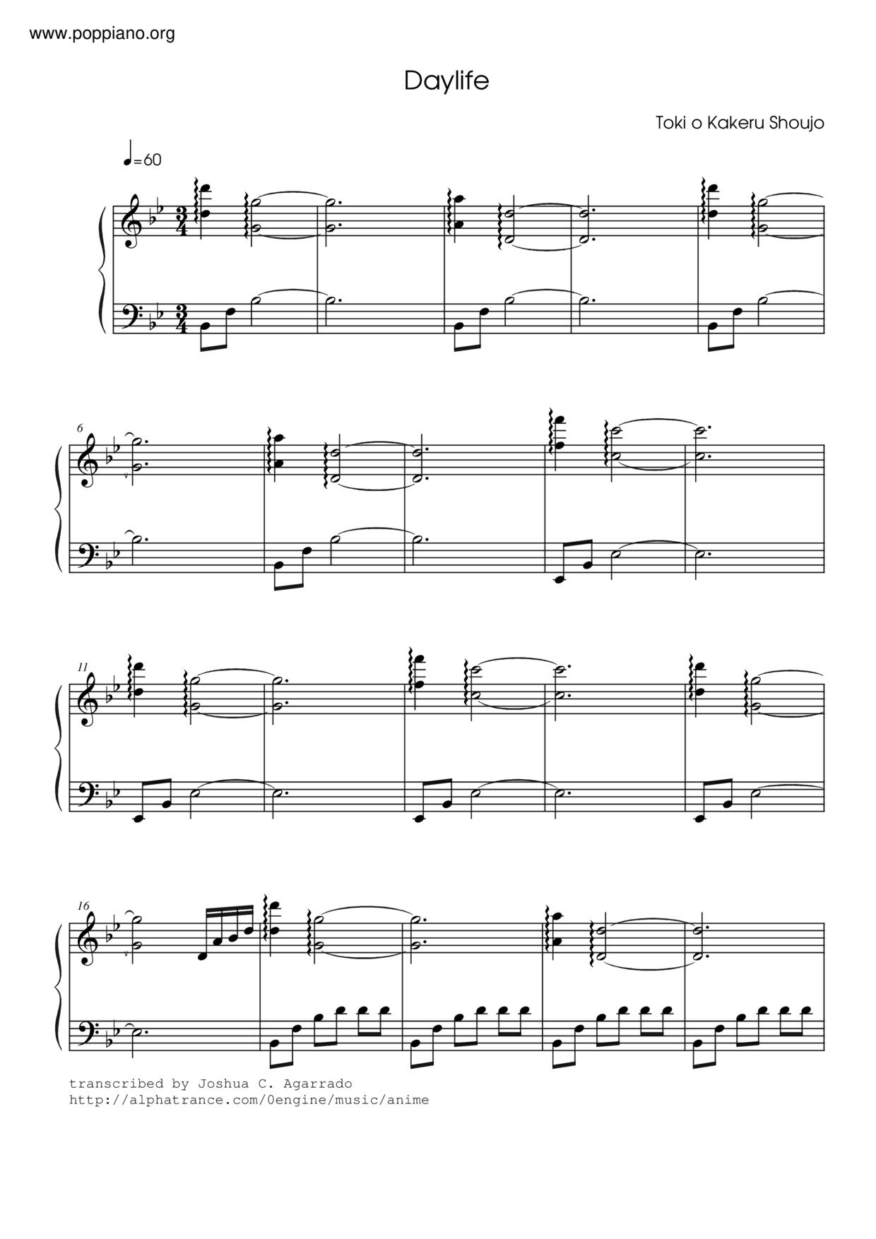 The Girl Who Leapt Through Time-Day Life Sheet Music pdf, - Free Score ...