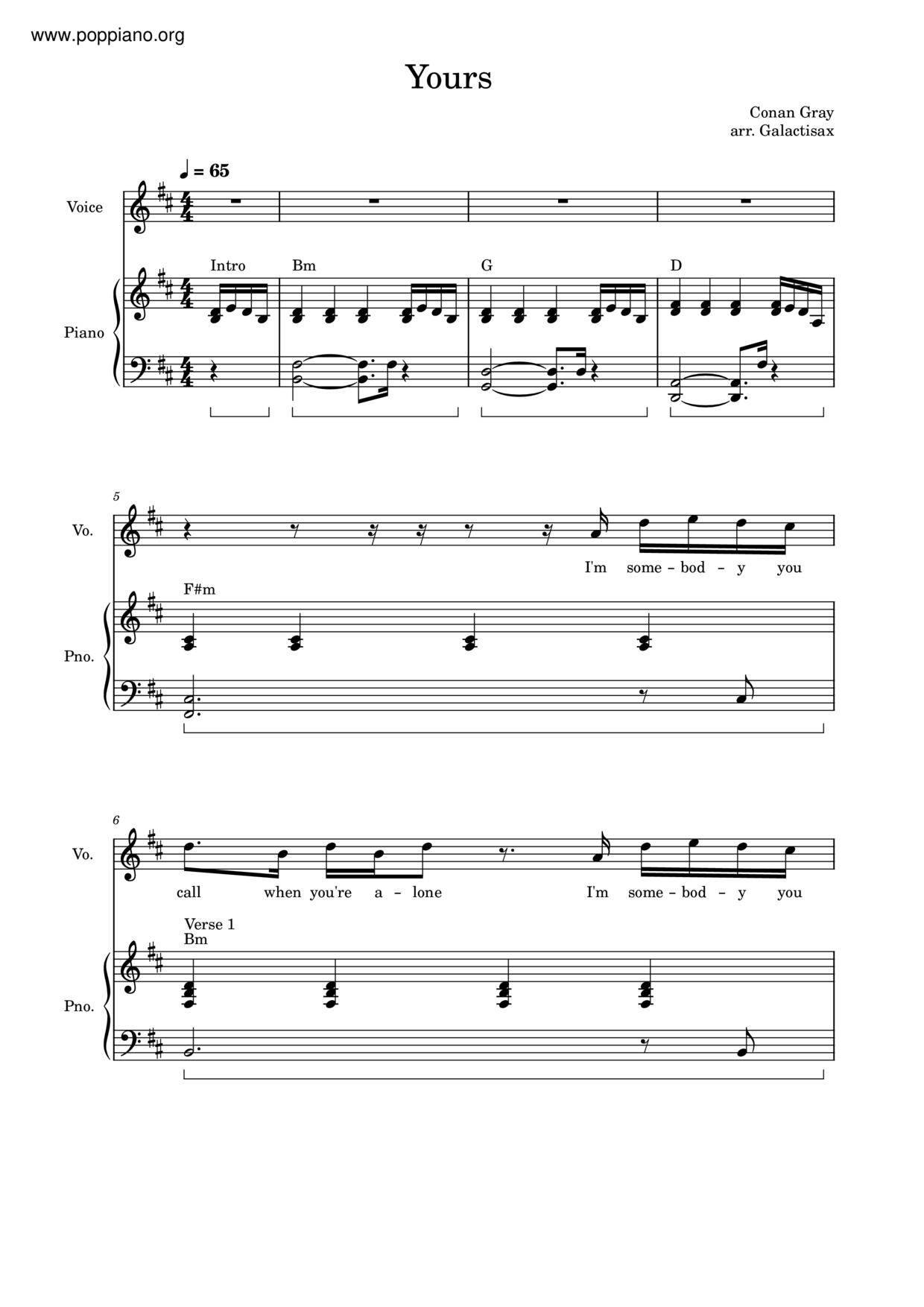 Conan Gray-Yours Sheet Music pdf, - Free Score Download ★
