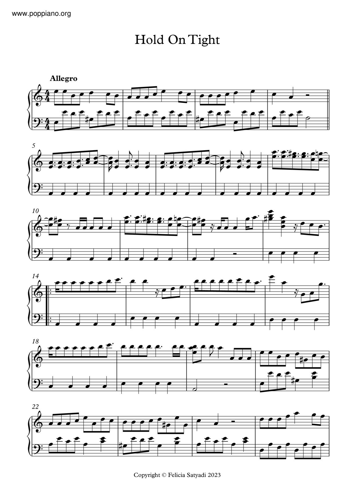 ☆Aespa - Hold On Tight ピアノ譜pdf- POPPIANO.ORG 無料PDF楽譜