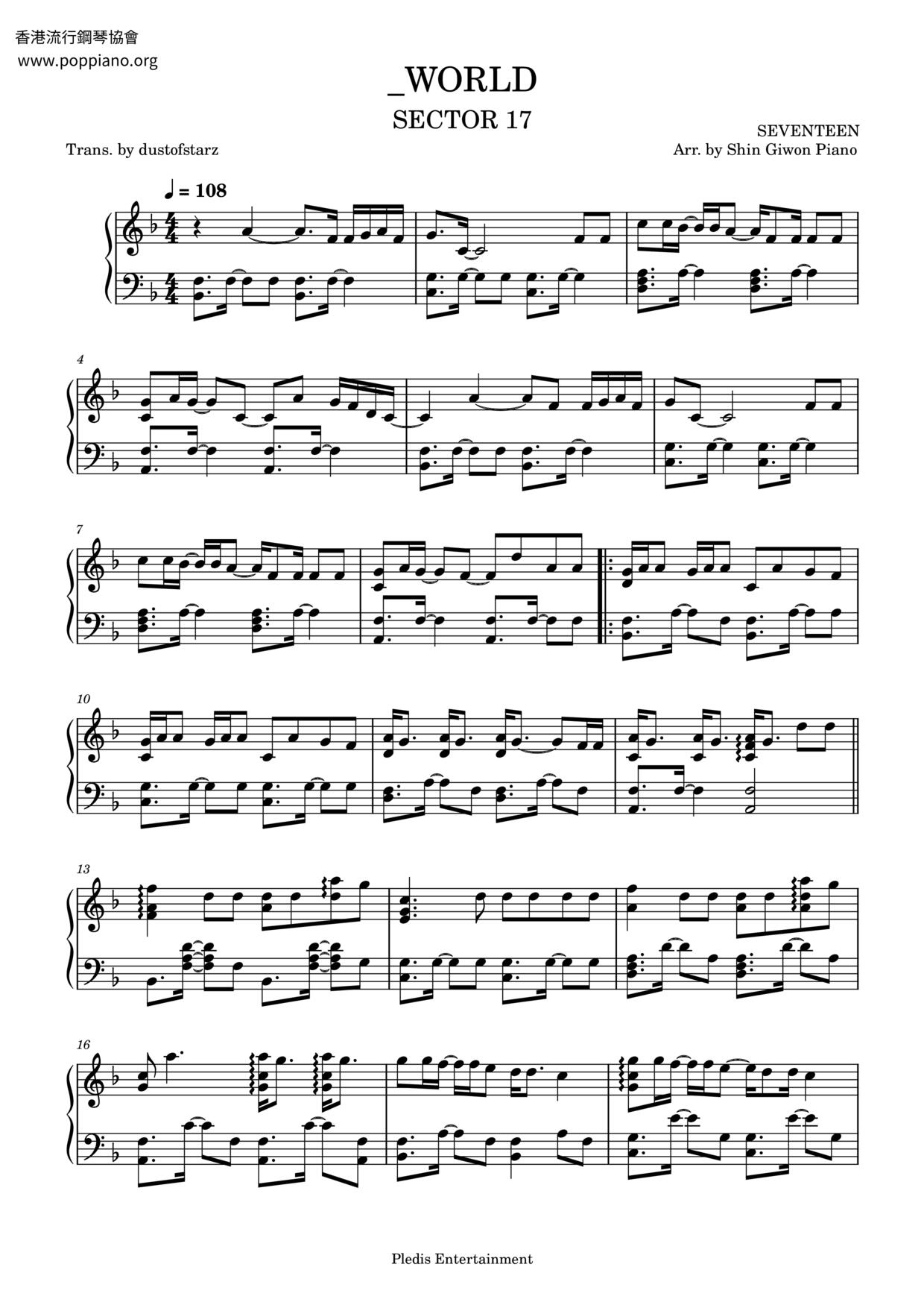 ☆ SEVENTEEN-_WORLD Sheet Music pdf, - Free Score Download ☆