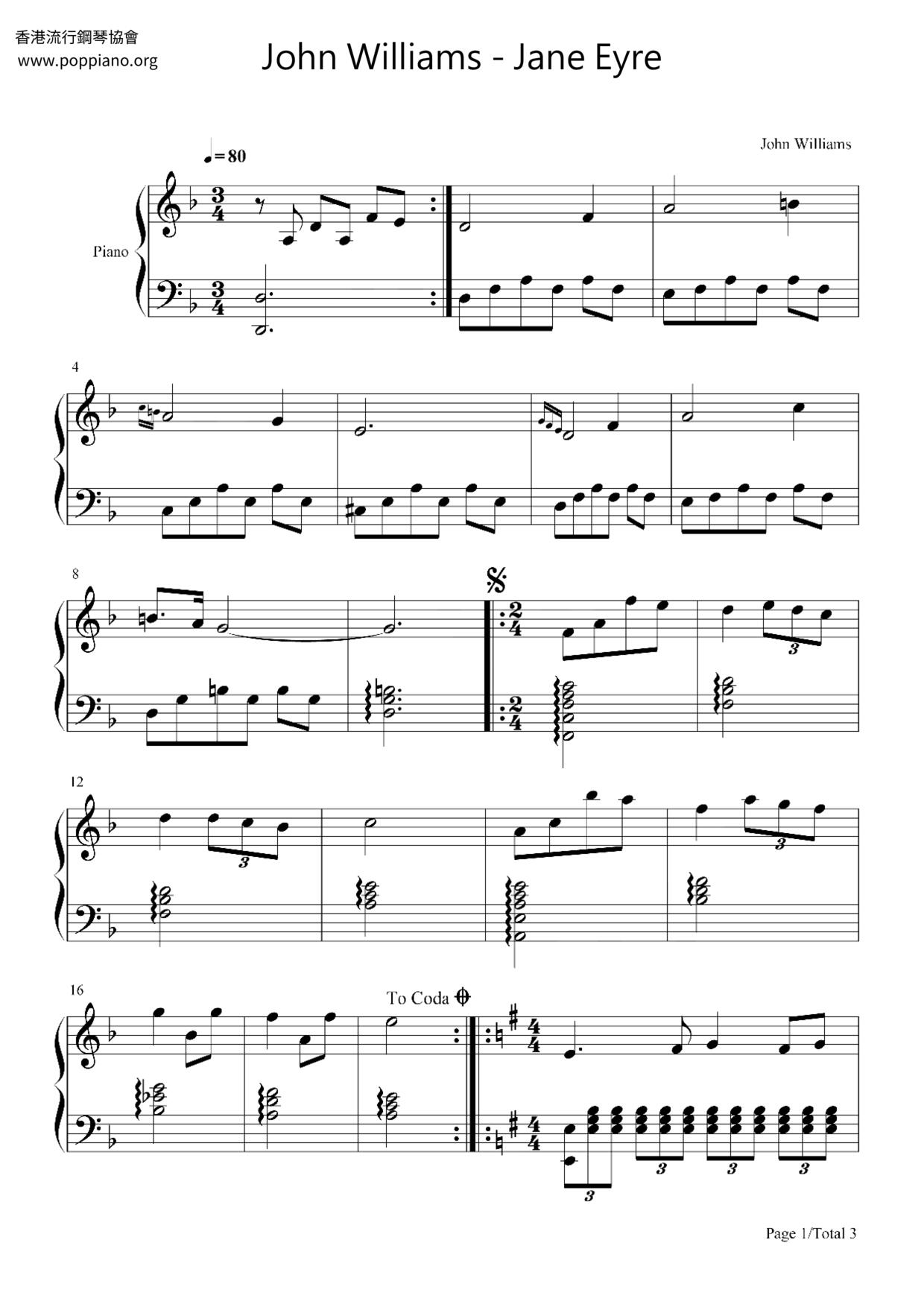 ☆ John Williams-Jane Eyre Sheet Music pdf, - Free Score Download ☆ ☆ John Williams-Jane Eyre Sheet Music pdf, - Free Score Download ☆