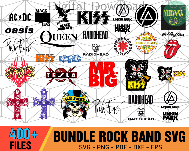 400+ Rock Brand Logo Bundle SVG, Rock Band Svg, Music Svg - SilkySVG