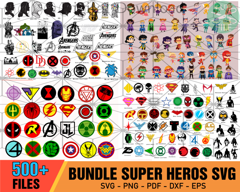 500+ Superhero Bundle Svg, Avengers SVG, Spiderman svg, Captain America svg