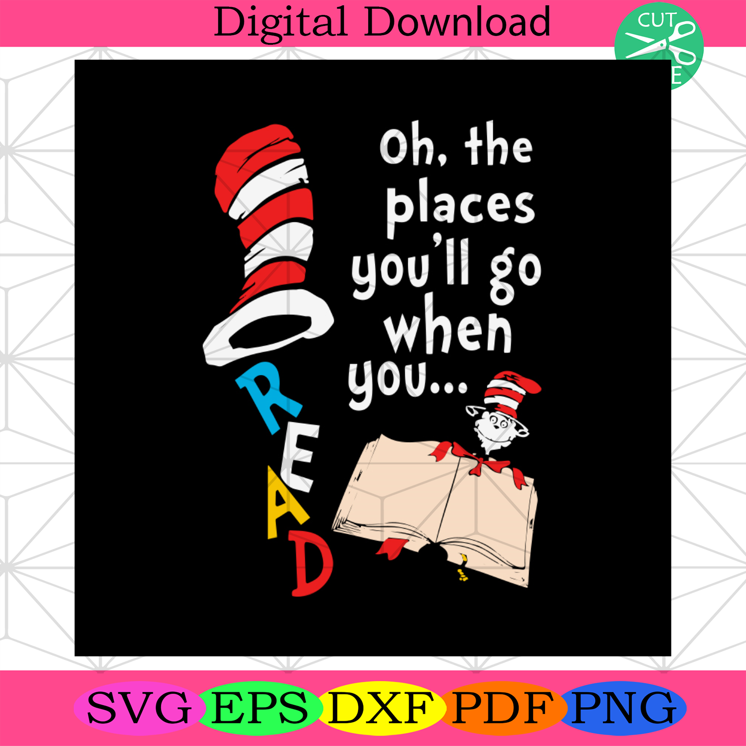 Oh The Place You'll Go When You Read Svg, Children Books Svg - Silkysvg
