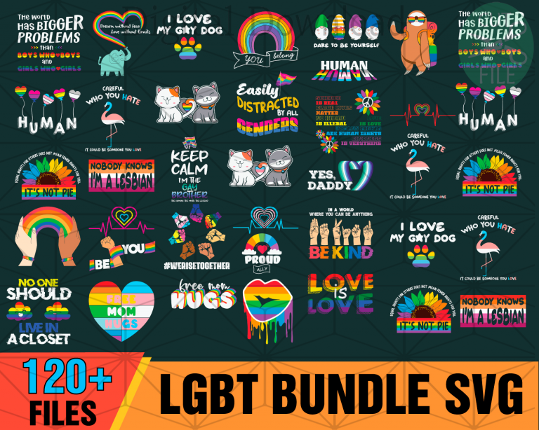 120+ LGBT Bundle SVG, Lgbt Pride Svg, Rainbow Svg, Gay Svg - SilkySVG