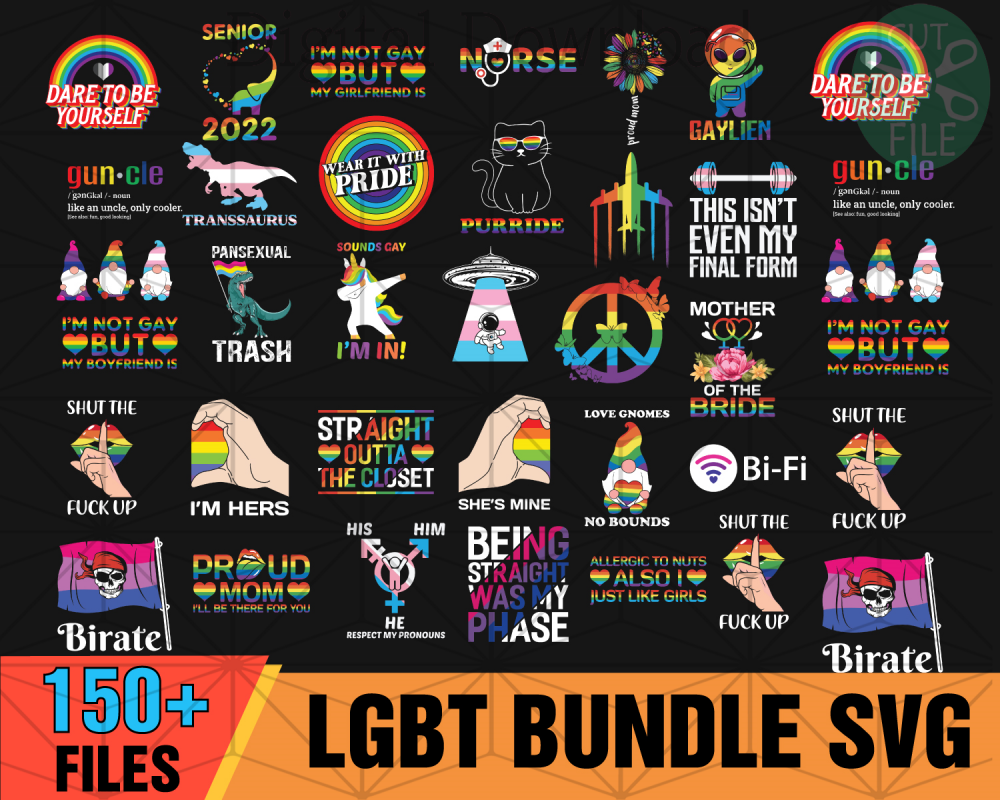 150 Lgbt Bundle Svg Heart Rainbow Svg Gay Svg Lesbian Svg Gay