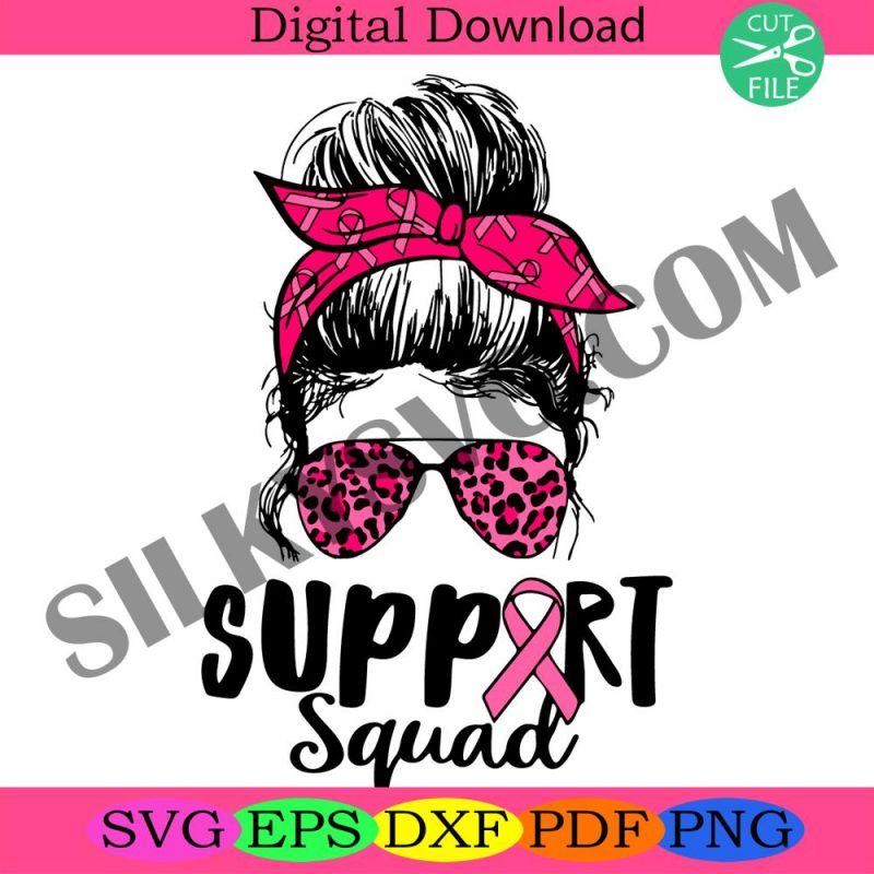 support-squad-messy-bun-breast-cancer-svg-file