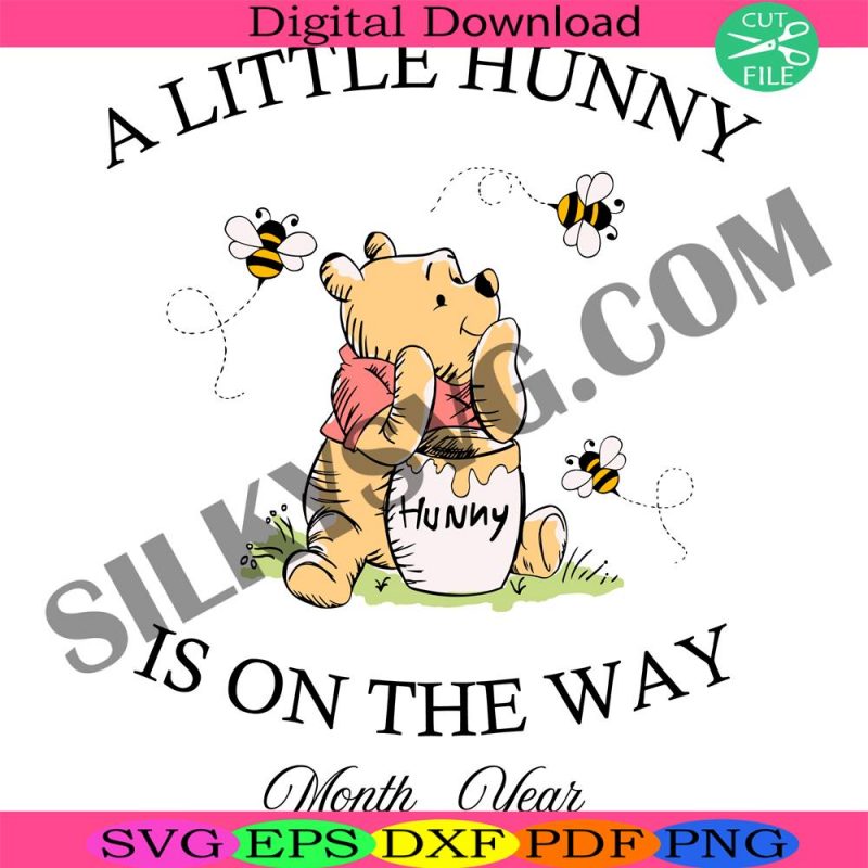 pooh-custom-baby-onesie-svg-a-little-hunny-is-on-the-way-custom-announcement-baby-onesie-svg-custom-toddler-tsvg-pooh-bear-svg