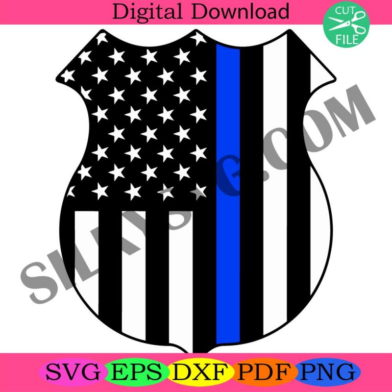 police-badge-split-monogram-blue-line-svg-police-shield-round-name-frame-svg-thin-blue-line-police-support-svg