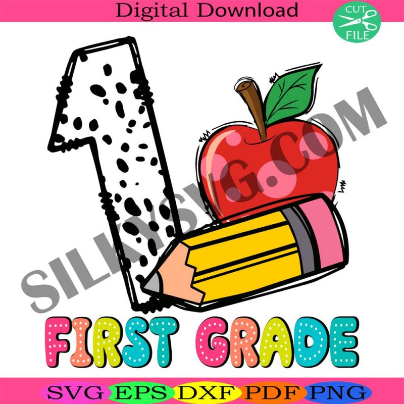 first-grade-svg-back-to-school-svg-apple-pencil-svg-1st-dalmatian-dots-svg-first-grade-dots-svg-school-svg