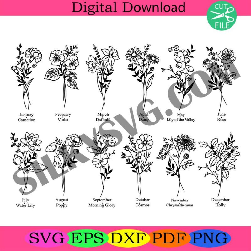 birth-month-flower-bouquet-svg-bundle-birth-month-flower-flower-svg-floral-svg