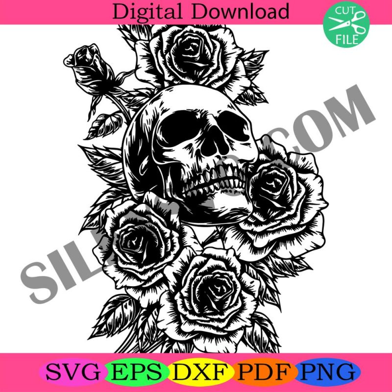 skull-with-rose-svg-skull-and-roses-svg-skull-svg-skull-and-roses-clipart-skull-vector-skull-cricut-skull-cut-file