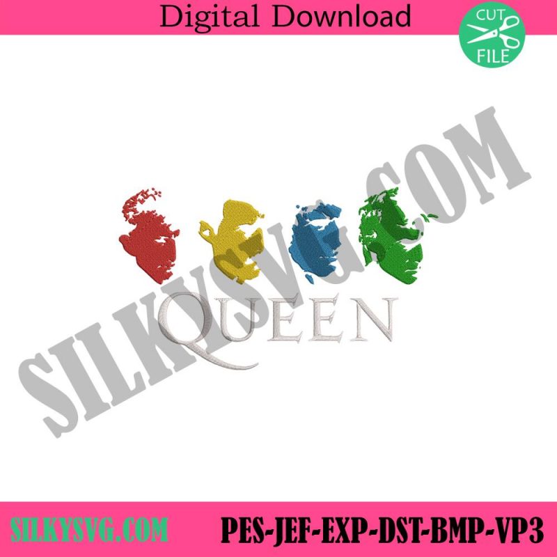 queen-silhouette-machine-embroidery-design-download-freddie-mercury-brian-may-rogger-taylor-john-deacon-embroidery-download-file-rock-band-embroidery-instant-design