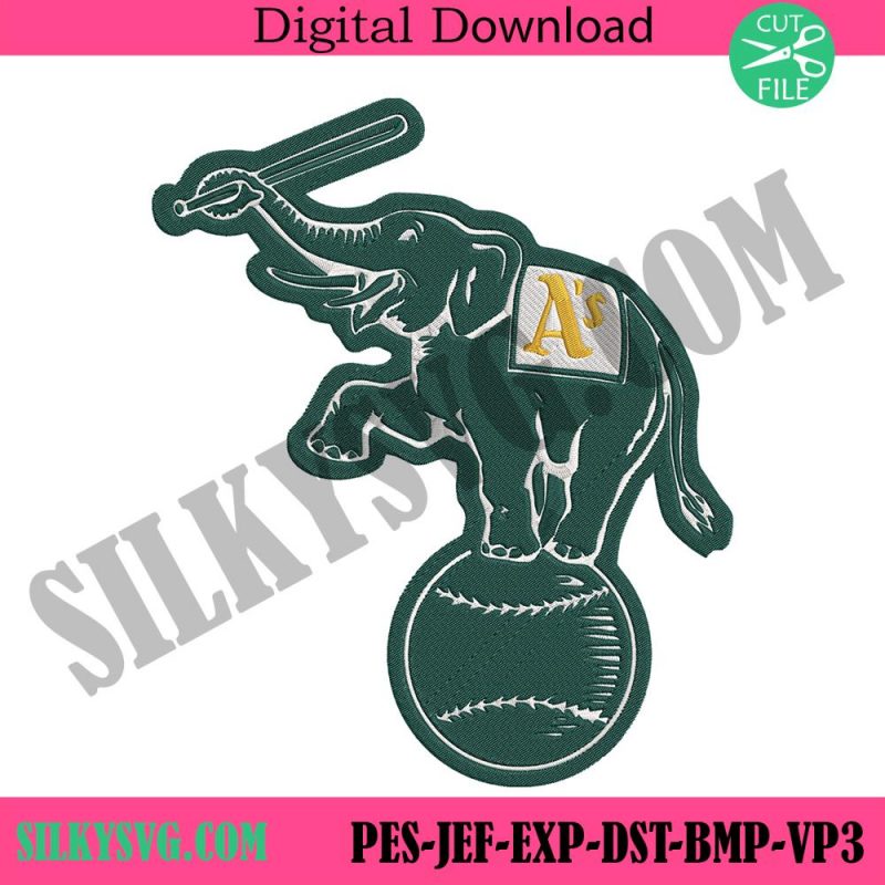 athletics-elephant-symbol-logo-machine-embroidery-oakland-mlb-logo-embroidery-design