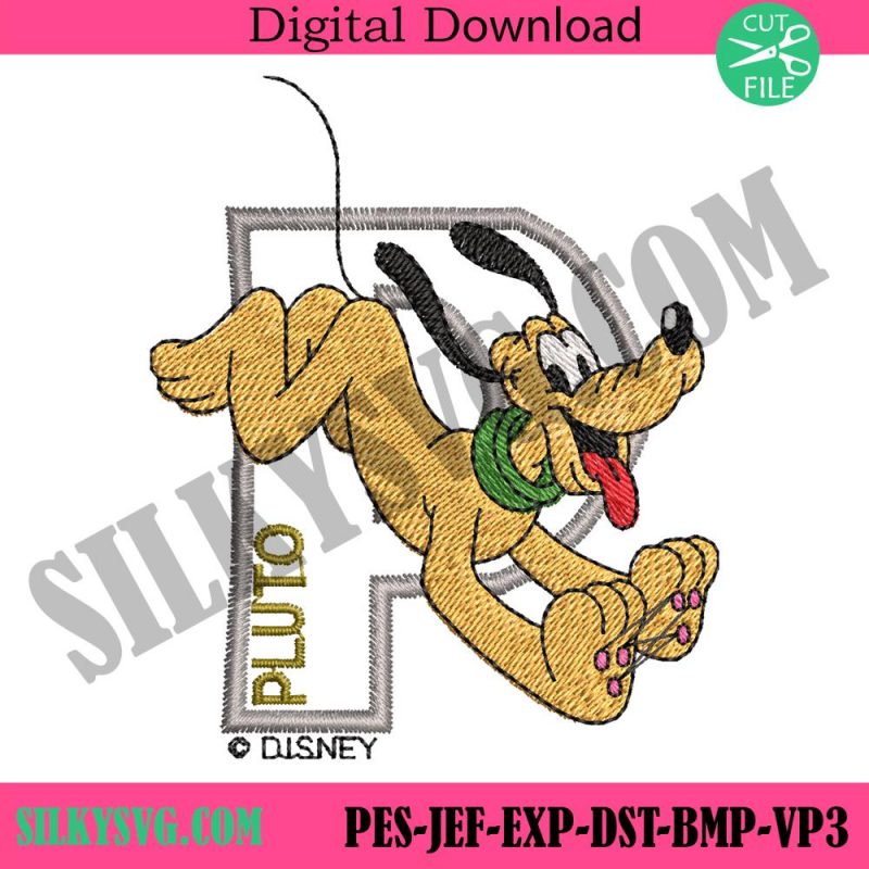 pluto-dog-and-p-letter-embroidery-design-download-alphabet-badge-pluto-dog-disney-embroidery-files-dog-disney-embroidery-instant-download