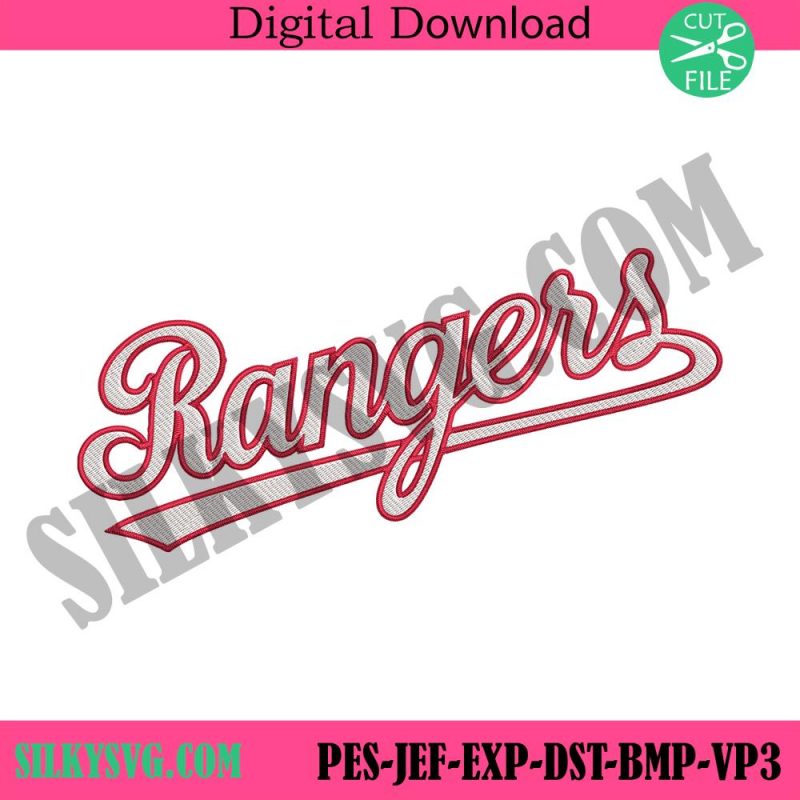 Ranger MLB Wordmark Logo Machine Embroidery