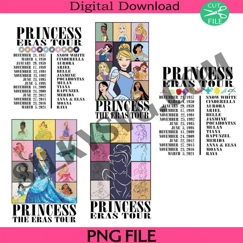 princess-eras-tour-png-princess-tour-dated-png-twosided-shirt-retro