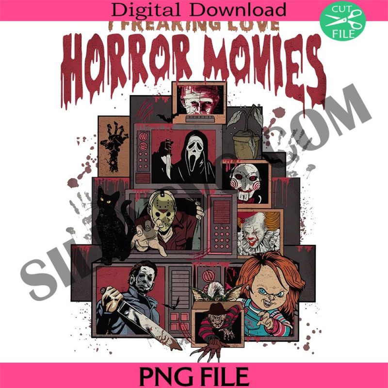 i-freaking-love-horror-movies-vintage-png-digital-file