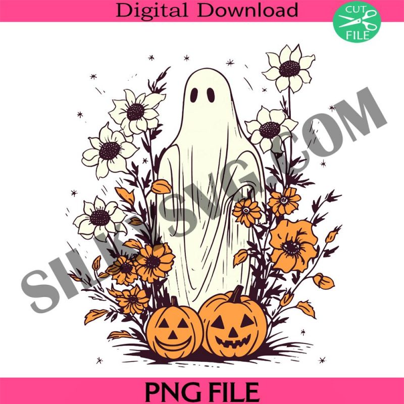 retro-floral-ghost-halloween-floral-png-digital-download-halloween-sublimation-file-scary-spo