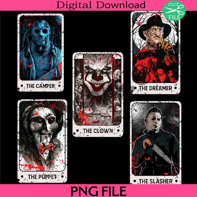 bundle-horror-tarot-card-character-png-halloween-movie-killer-png-it-jason-voorhees-michael-myers