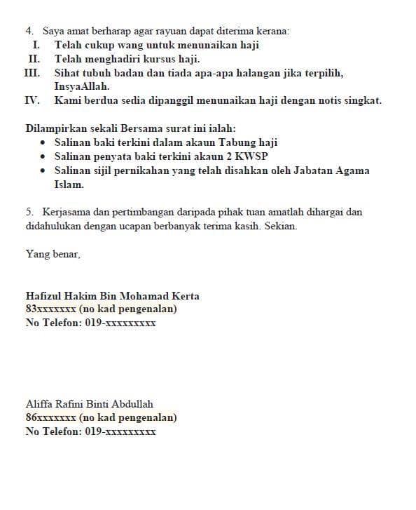 Contoh Surat Penangguhan Pergi Haji