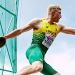 Lithuania’s Mykolas Alekna breaks the men’s world record for longest standing discus throw